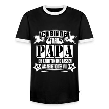 Ich bin der starke Papa - Männer Kontrast-T-Shirt - Schwarz/Weiß - Vorne - AI Model Female 172 light (172cm) & AI Model Male 178 light (178cm)