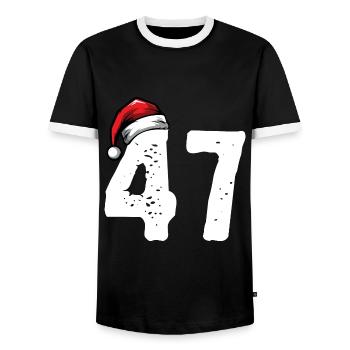 47 Numéro Noël - T-shirt contrasté Homme - noir/blanc - Devant - AI Model Female 172 light (172cm) & AI Model Male 178 light (178cm)