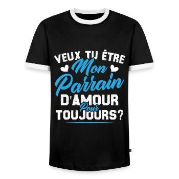 Veux Tu Être Mon Parrain D amour pour toujours - T-shirt contrasté Homme - noir/blanc - Devant - AI Model Female 172 light (172cm) & AI Model Male 178 light (178cm)