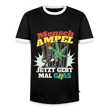 Ampel legalisiert Hanf - Männer Kontrast-T-Shirt - Schwarz/Weiß - Vorne - AI Model Female 172 light (172cm) & AI Model Male 178 light (178cm)