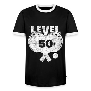 Tennis de table niveau 50+ battes de tennis de table senior - T-shirt contrasté Homme - noir/blanc - Devant - AI Model Female 172 light (172cm) & AI Model Male 178 light (178cm)