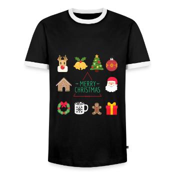 Merry Christmas - T-shirt contrasté Homme - noir/blanc - Devant - AI Model Female 172 light (172cm) & AI Model Male 178 light (178cm)