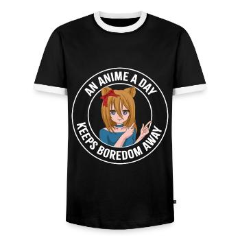 Anime Manga Mädchen - Männer Kontrast-T-Shirt - Schwarz/Weiß - Vorne - AI Model Female 172 light (172cm) & AI Model Male 178 light (178cm)
