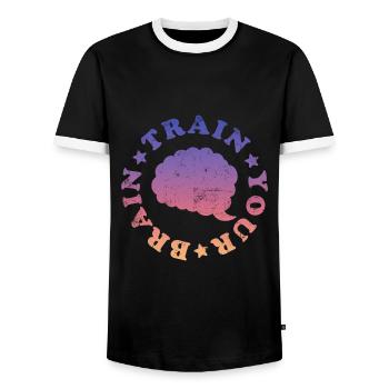 Train your Brain - Men's Ringer Shirt - black/white - Front - AI Model Female 172 light (172cm) & AI Model Male 178 light (178cm)