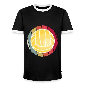 Volleyball Retro - Men's Ringer Shirt - black/white - Front - AI Model Female 172 light (172cm) & AI Model Male 178 light (178cm)