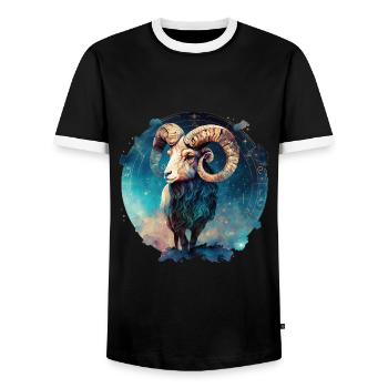 Zodiac Sign Aries Gift - Men's Ringer Shirt - black/white - Front - AI Model Female 172 light (172cm) & AI Model Male 178 light (178cm)
