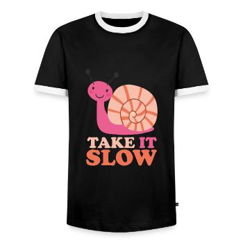 Take it Slow Snail - T-shirt contrasté Homme - noir/blanc - Devant - AI Model Female 172 light (172cm) & AI Model Male 178 light (178cm)