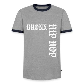 Bronx Hip Hop - Men's Ringer Shirt - grey/navy  - Front - AI Model Female 172 light (172cm) & AI Model Male 178 light (178cm)