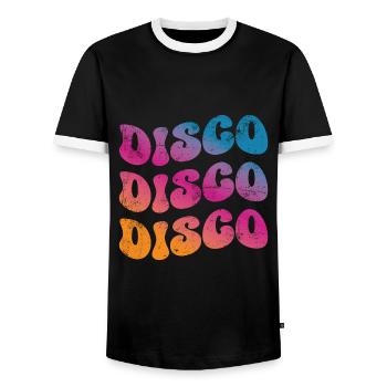 Disco Rétro - T-shirt contrasté Homme - noir/blanc - Devant - AI Model Female 172 light (172cm) & AI Model Male 178 light (178cm)