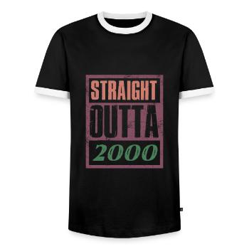Millésime 2000 - T-shirt contrasté Homme - noir/blanc - Devant - AI Model Female 172 light (172cm) & AI Model Male 178 light (178cm)