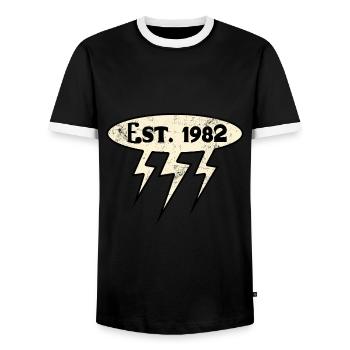 Millésime 1982 - T-shirt contrasté Homme - noir/blanc - Devant - AI Model Female 172 light (172cm) & AI Model Male 178 light (178cm)
