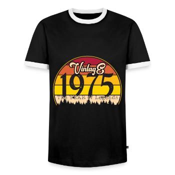 1975 48. Geburtstag - Männer Kontrast-T-Shirt - Schwarz/Weiß - Vorne - AI Model Female 172 light (172cm) & AI Model Male 178 light (178cm)