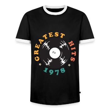 1978 Musik Geschenk - Men's Ringer Shirt - black/white - Front - AI Model Female 172 light (172cm) & AI Model Male 178 light (178cm)