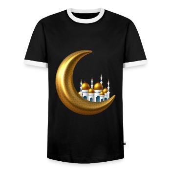 Golden Crescent Islam - Men's Ringer Shirt - black/white - Front - AI Model Female 172 light (172cm) & AI Model Male 178 light (178cm)