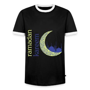 Ramadan Kareem Gift - Men's Ringer Shirt - black/white - Front - AI Model Female 172 light (172cm) & AI Model Male 178 light (178cm)