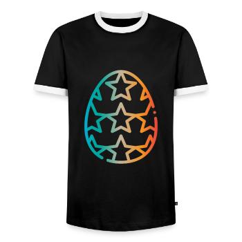 Buntes Osterei Sternen Design - Männer Kontrast-T-Shirt - Schwarz/Weiß - Vorne - AI Model Female 172 light (172cm) & AI Model Male 178 light (178cm)