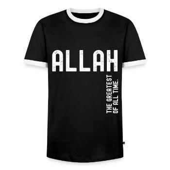 Allah le plus grand de tous les temps - T-shirt contrasté Homme - noir/blanc - Devant - AI Model Female 172 light (172cm) & AI Model Male 178 light (178cm)