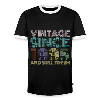 Millésime 1995 - T-shirt contrasté Homme - noir/blanc - Devant - AI Model Female 172 light (172cm) & AI Model Male 178 light (178cm)