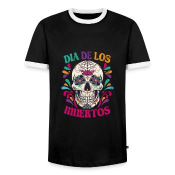 Dia de los muertos - Männer Kontrast-T-Shirt - Schwarz/Weiß - Vorne - AI Model Female 172 light (172cm) & AI Model Male 178 light (178cm)