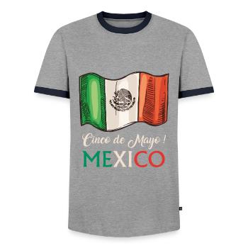 Cinco de Mayo Mexico - Men's Ringer Shirt - grey/navy  - Front - AI Model Female 172 light (172cm) & AI Model Male 178 light (178cm)