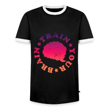 Train your Brain - Männer Kontrast-T-Shirt - Schwarz/Weiß - Vorne - AI Model Female 172 light (172cm) & AI Model Male 178 light (178cm)