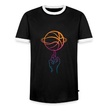 Sports de basket-ball - T-shirt contrasté Homme - noir/blanc - Devant - AI Model Female 172 light (172cm) & AI Model Male 178 light (178cm)