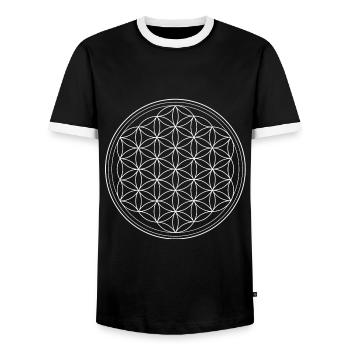 Flower of Live Blume des Lebens Schutzsymbol - Männer Kontrast-T-Shirt - Schwarz/Weiß - Vorne - AI Model Female 172 light (172cm) & AI Model Male 178 light (178cm)