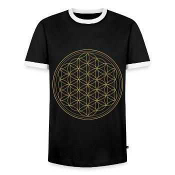 Flower of Live Flower of Life Protection Symbol - Men's Ringer Shirt - black/white - Front - AI Model Female 172 light (172cm) & AI Model Male 178 light (178cm)