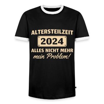 Altersteilzeit 2024 Angehender Ruhestand - Männer Kontrast-T-Shirt - Schwarz/Weiß - Vorne - AI Model Female 172 light (172cm) & AI Model Male 178 light (178cm)