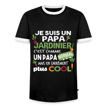 Papa Jardinier Jardinage Retraité Potager Retraite - T-shirt contrasté Homme - noir/blanc - Devant - AI Model Female 172 light (172cm) & AI Model Male 178 light (178cm)