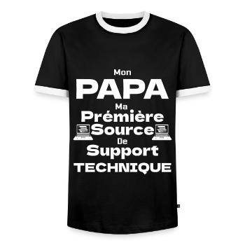 Mon Papa ma Prémière Source de Support Technique - T-shirt contrasté Homme - noir/blanc - Devant - AI Model Female 172 light (172cm) & AI Model Male 178 light (178cm)