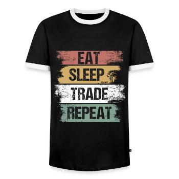 Trader - Trade - Money - Payment - Gift - Men's Ringer Shirt - black/white - Front - AI Model Female 172 light (172cm) & AI Model Male 178 light (178cm)