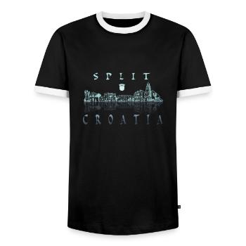 Split skyline ville Croatie - T-shirt contrasté Homme - noir/blanc - Devant - AI Model Female 172 light (172cm) & AI Model Male 178 light (178cm)