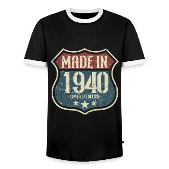 Anniversaire des années 1940 né dans les années 1940 rétro Vintage - T-shirt contrasté Homme - noir/blanc - Devant - AI Model Female 172 light (172cm) & AI Model Male 178 light (178cm)