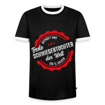 Schwiegertochter Schwiegerkind Schwieger Geschenk - Männer Kontrast-T-Shirt - Schwarz/Weiß - Vorne - AI Model Female 172 light (172cm) & AI Model Male 178 light (178cm)