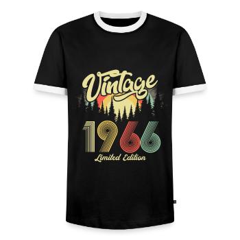Né 1966 1966 Cadeau d’anniversaire Vintage - T-shirt contrasté Homme - noir/blanc - Devant - AI Model Female 172 light (172cm) & AI Model Male 178 light (178cm)