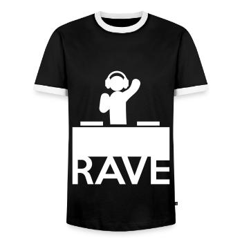 Rave On - Männer Kontrast-T-Shirt - Schwarz/Weiß - Vorne - AI Model Female 172 light (172cm) & AI Model Male 178 light (178cm)