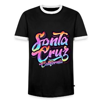 Santa Cruz Californie vintage rétro surfing ville - T-shirt contrasté Homme - noir/blanc - Devant - AI Model Female 172 light (172cm) & AI Model Male 178 light (178cm)