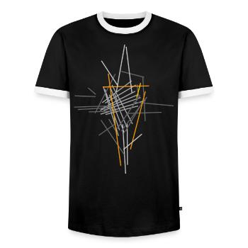 abstract - Men's Ringer Shirt - black/white - Front - AI Model Female 172 light (172cm) & AI Model Male 178 light (178cm)