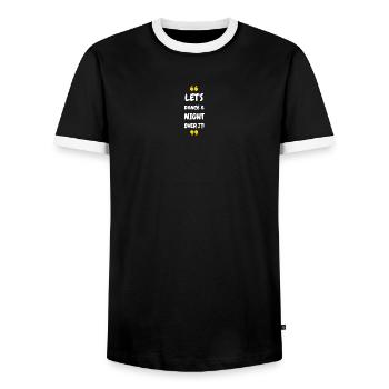 Dansons une nuit dessus ! - T-shirt contrasté Homme - noir/blanc - Devant - AI Model Female 172 light (172cm) & AI Model Male 178 light (178cm)