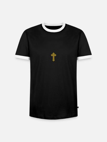 Croix chrétienne / croix chrétienne (g, 1c) - T-shirt contrasté Homme - noir/blanc