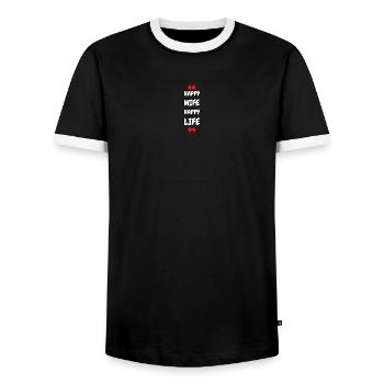 Happy Wife Happy Life - Men's Ringer Shirt - black/white - Front - AI Model Female 172 light (172cm) & AI Model Male 178 light (178cm)