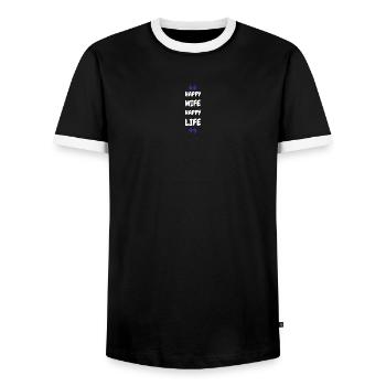 Happy Wife Happy Life - Men's Ringer Shirt - black/white - Front - AI Model Female 172 light (172cm) & AI Model Male 178 light (178cm)