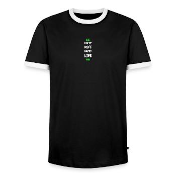 Happy Wife Happy Life - Men's Ringer Shirt - black/white - Front - AI Model Female 172 light (172cm) & AI Model Male 178 light (178cm)