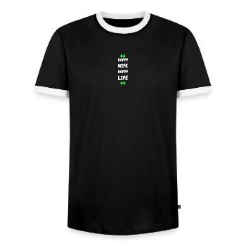 Happy Wife Happy Life - Men's Ringer Shirt - black/white - Front - AI Model Female 172 light (172cm) & AI Model Male 178 light (178cm)