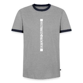 verticalement défié drôle petit gens blague hommes - T-shirt contrasté Homme - gris/marine  - Devant - AI Model Female 172 light (172cm) & AI Model Male 178 light (178cm)