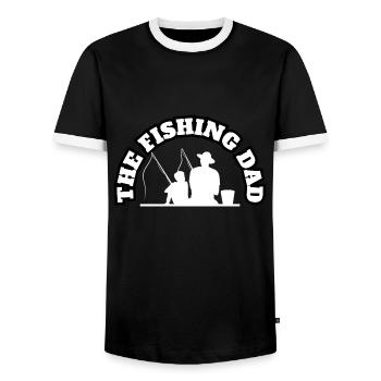 The Fishing Dad With Son White - Männer Kontrast-T-Shirt - Schwarz/Weiß - Vorne - AI Model Female 172 light (172cm) & AI Model Male 178 light (178cm)