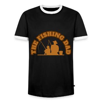The Fishing Dad With Son Brown - Men's Ringer Shirt - black/white - Front - AI Model Female 172 light (172cm) & AI Model Male 178 light (178cm)