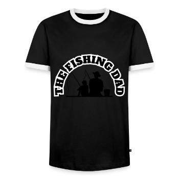 The Fishing Dad With Son Black - Men's Ringer Shirt - black/white - Front - AI Model Female 172 light (172cm) & AI Model Male 178 light (178cm)