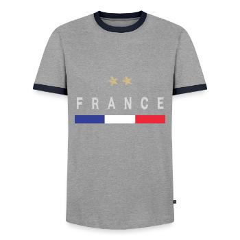 Maillot de football France Drapeau français - T-shirt contrasté Homme - gris/marine  - Devant - AI Model Female 172 light (172cm) & AI Model Male 178 light (178cm)